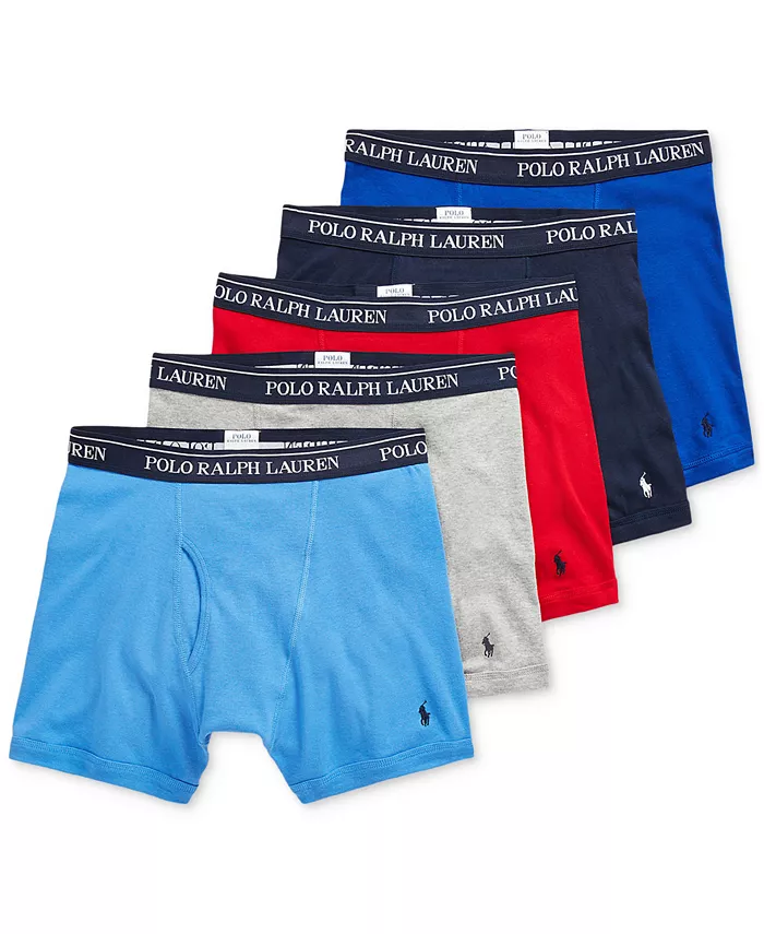 

Мужские классические хлопковые трусы-боксеры, 5 штук Polo Ralph Lauren, мультиколор