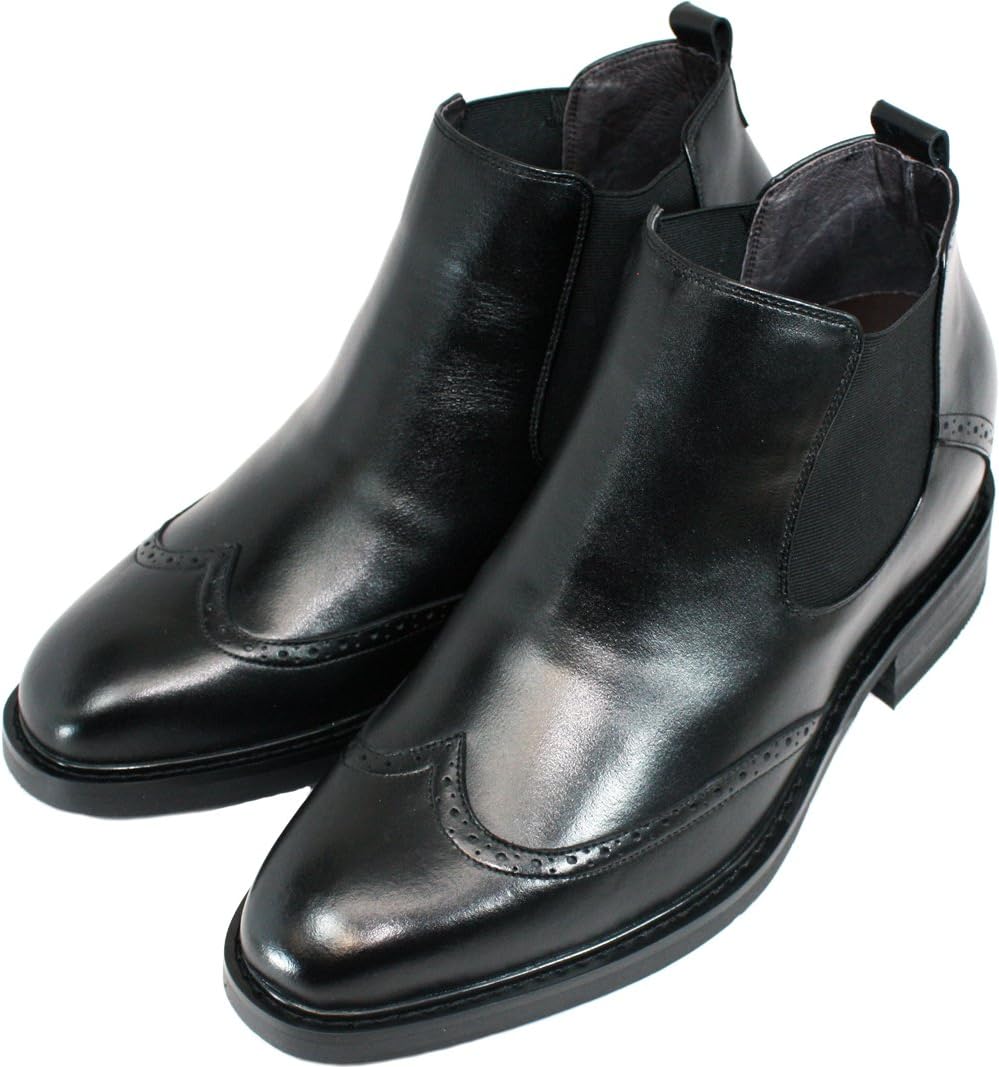 Мужские невидимые увеличивающие рост туфли Calden - черные кожаные ботинки с пряжкой и закругленным носком Chelsea - прибавка роста 8 см - K28802 - размер 6 D(M) US — фото 3