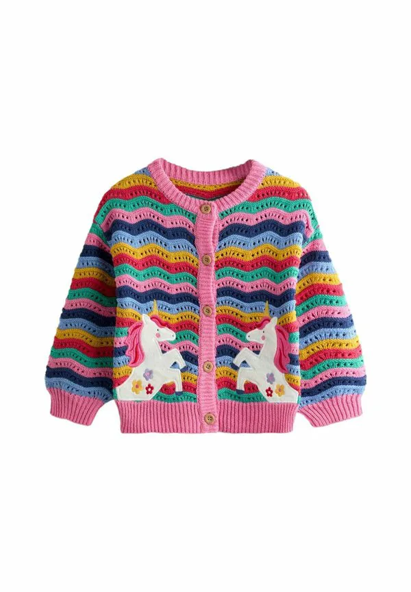 Кардиган прямого кроя с аппликацией в виде единорога Jojo Maman Bébé, Bright Pink