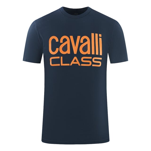 

Яркая оранжевая футболка с логотипом в морском стиле Cavalli Class, синий