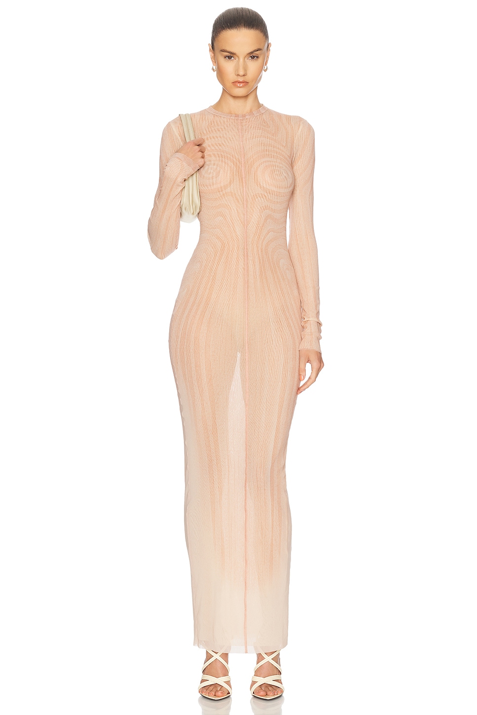 

Спиральное длинное платье Jean Paul Gaultier, Pale Pink & Dusty Pink