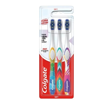 

Зубные щетки Whole Mouth Clean 360, мягкий дизайн - 3 шт Colgate