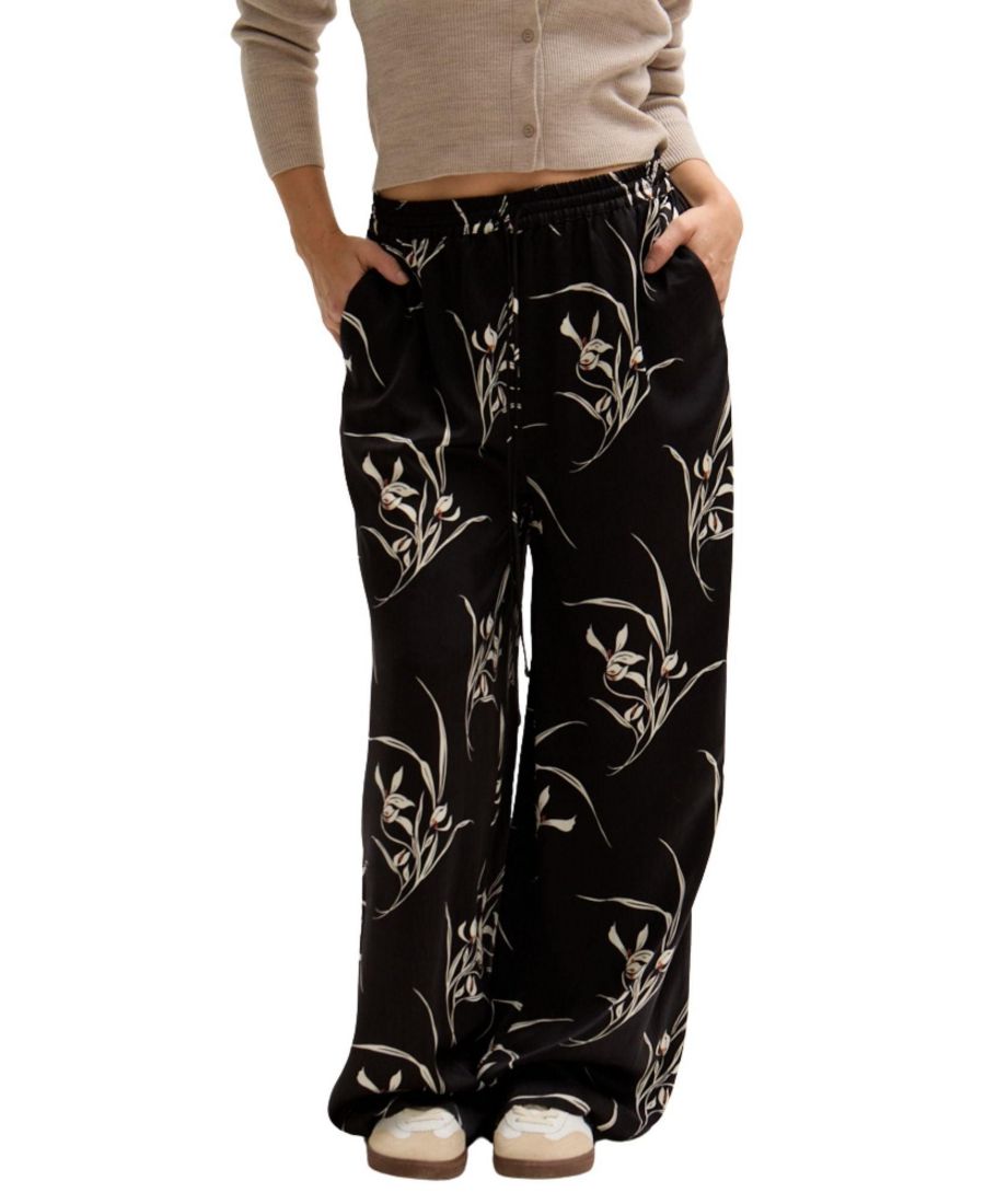 

Женские брюки Lillibet с широкими штанинами и большим цветочным принтом Lily and Lionel London, Black