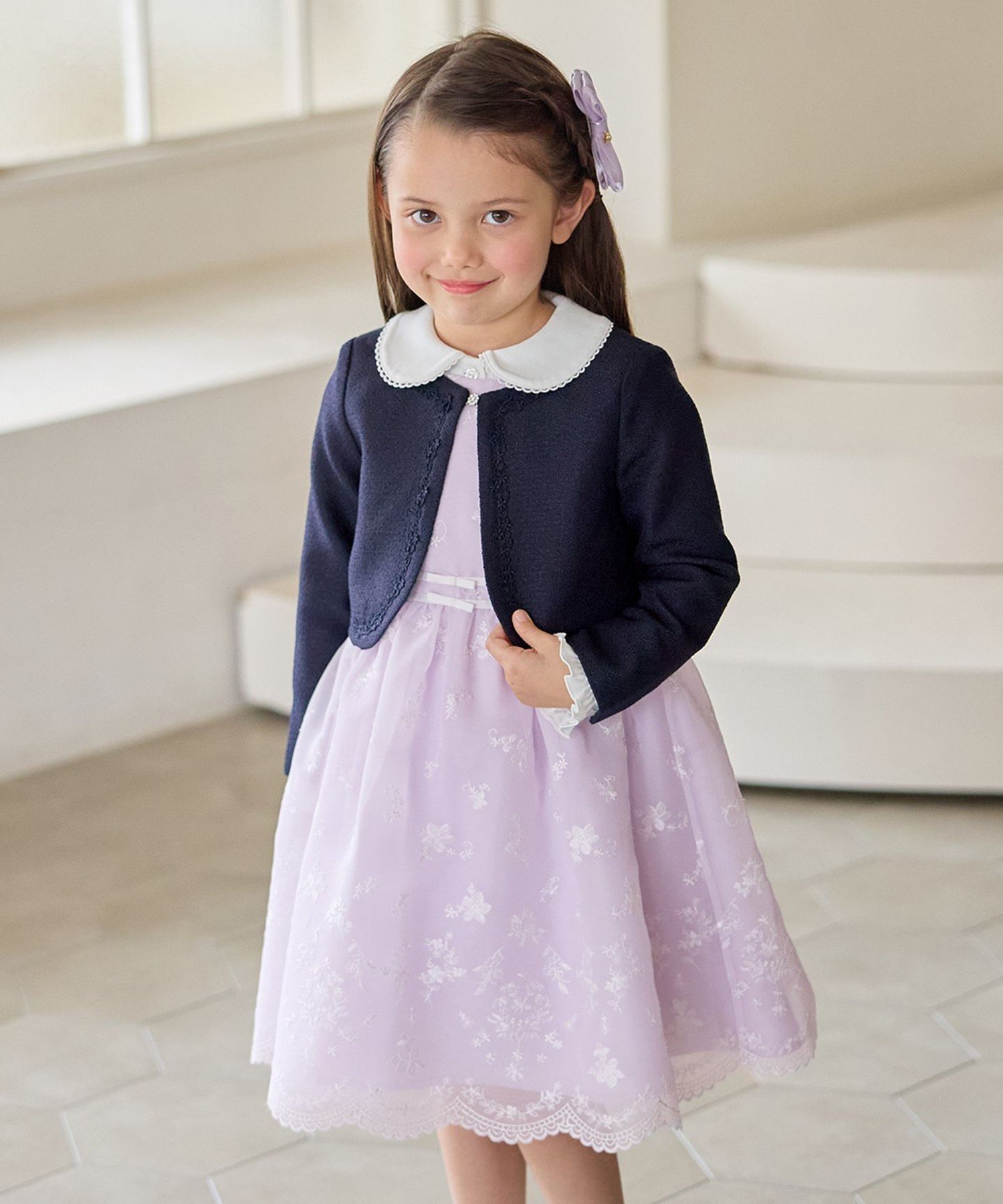 Платье с полной вышивкой в виде цветов ANY KIDS, Lavender [082]