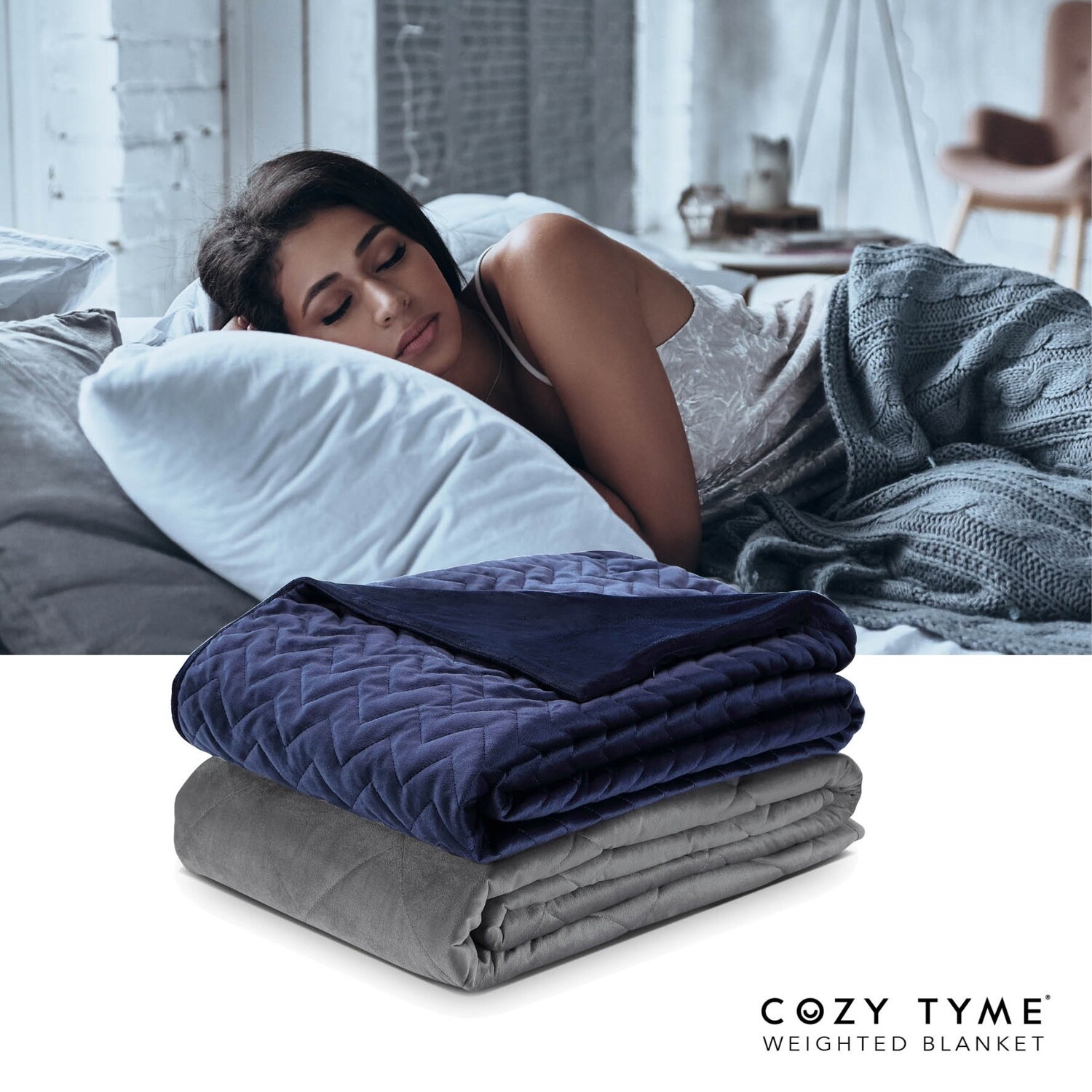 

Утяжеленное одеяло Cozy Tyme Eshe из полиэстера, цвет Navy, 8 Lbs