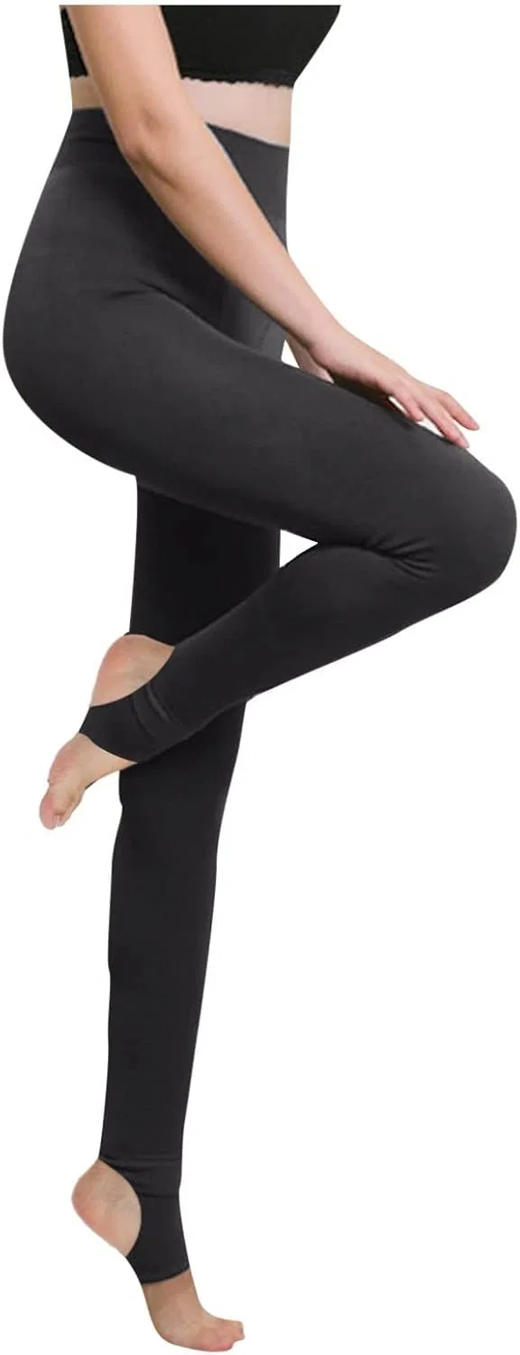 Леггинсы с штрипками женские теплые, Fleece Lined, High Waisted, M002- Gray