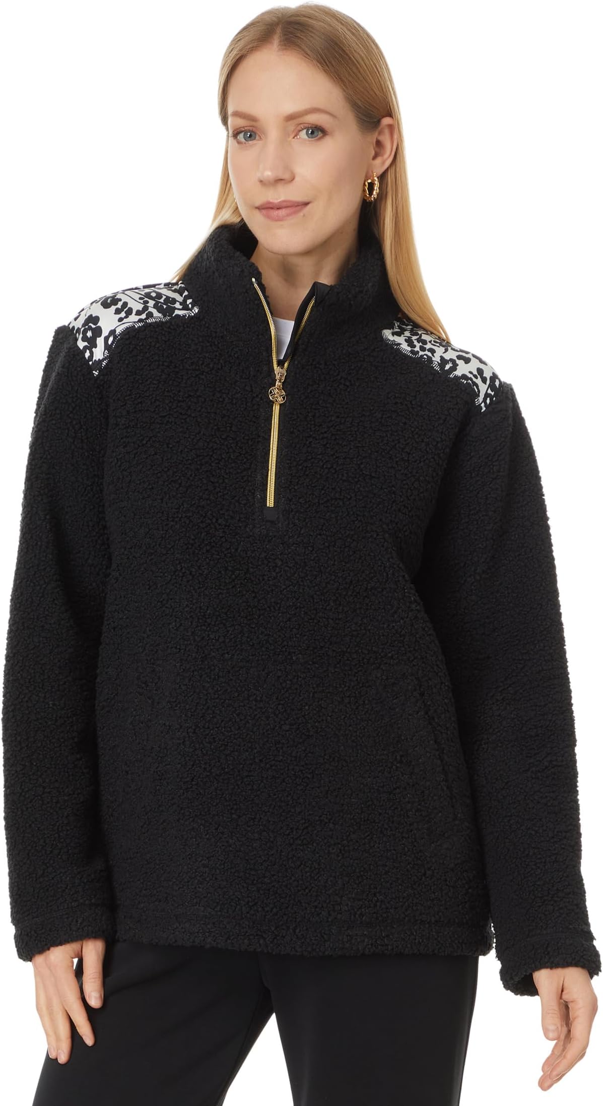 

Свитер Lilly Pulitzer Wallen Sherpa 1/2 Zip, цвет Noir
