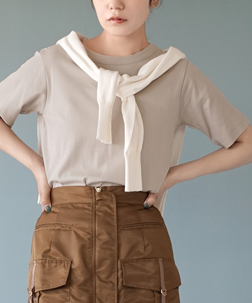 

Футболка хлопковая гладкая с рукавом 5/8 Zootie, серо-бежевый