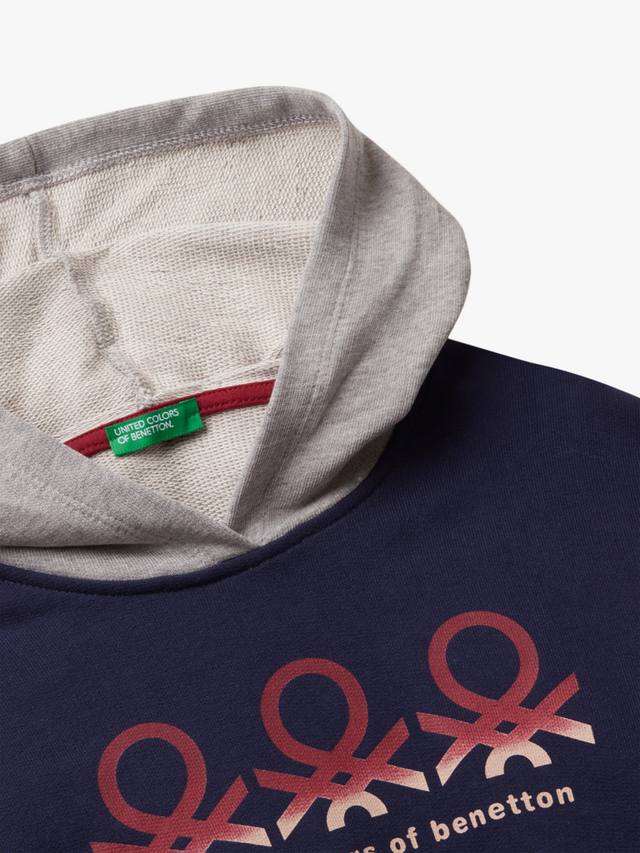 Детская худи с цветными блоками и логотипом из хлопка Benetton, Multi — фото 3