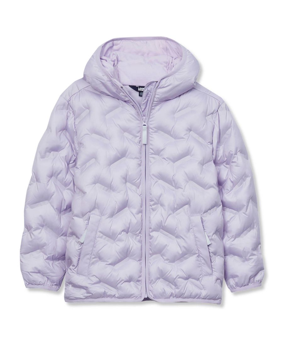 

Водонепроницаемая бесшовная стеганая утепленная куртка для девочек Lands' End, Pastel lilac