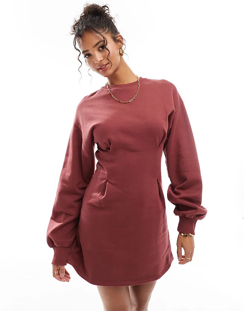 

Мини-платье с завышенной талией в бордовом цвете ASOS DESIGN