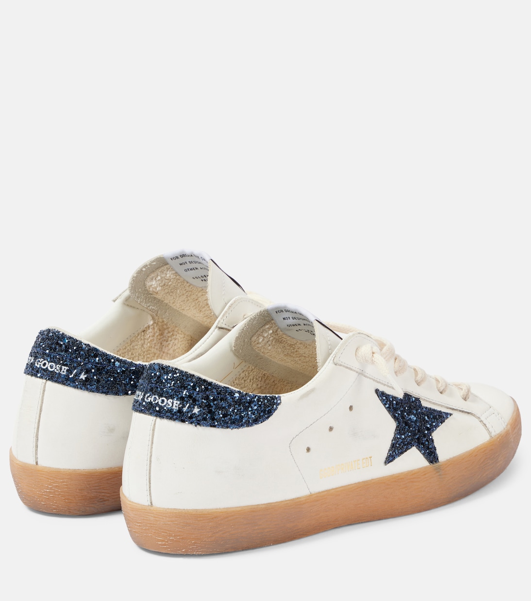 Супер-Звезда блестящие кожаные кроссовки Golden Goose, White/Blue — фото 2