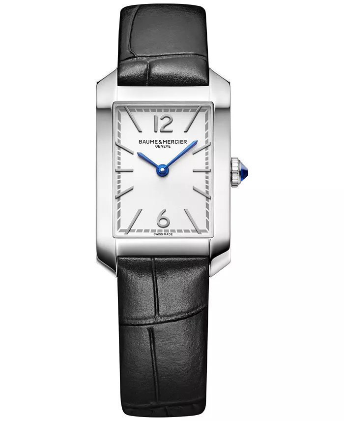 

Женские часы Swiss Hampton на черном кожаном ремешке 35x22 мм Baume & Mercier