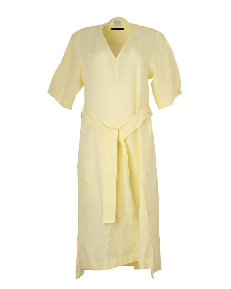 

Хаки льняное платье до колен Paul Smith