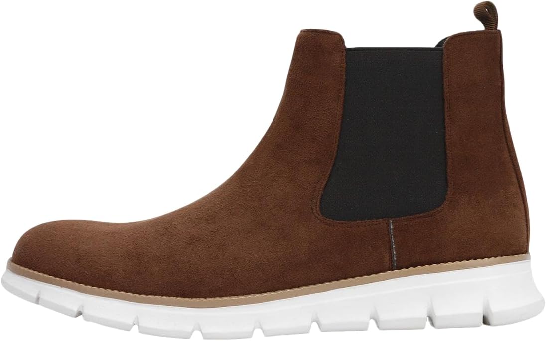 

Мужские ботинки челси Santimon - мягкие замшевые ботильоны без шнурков, амортизирующие, гибкие, повседневные, удобные, коричневый