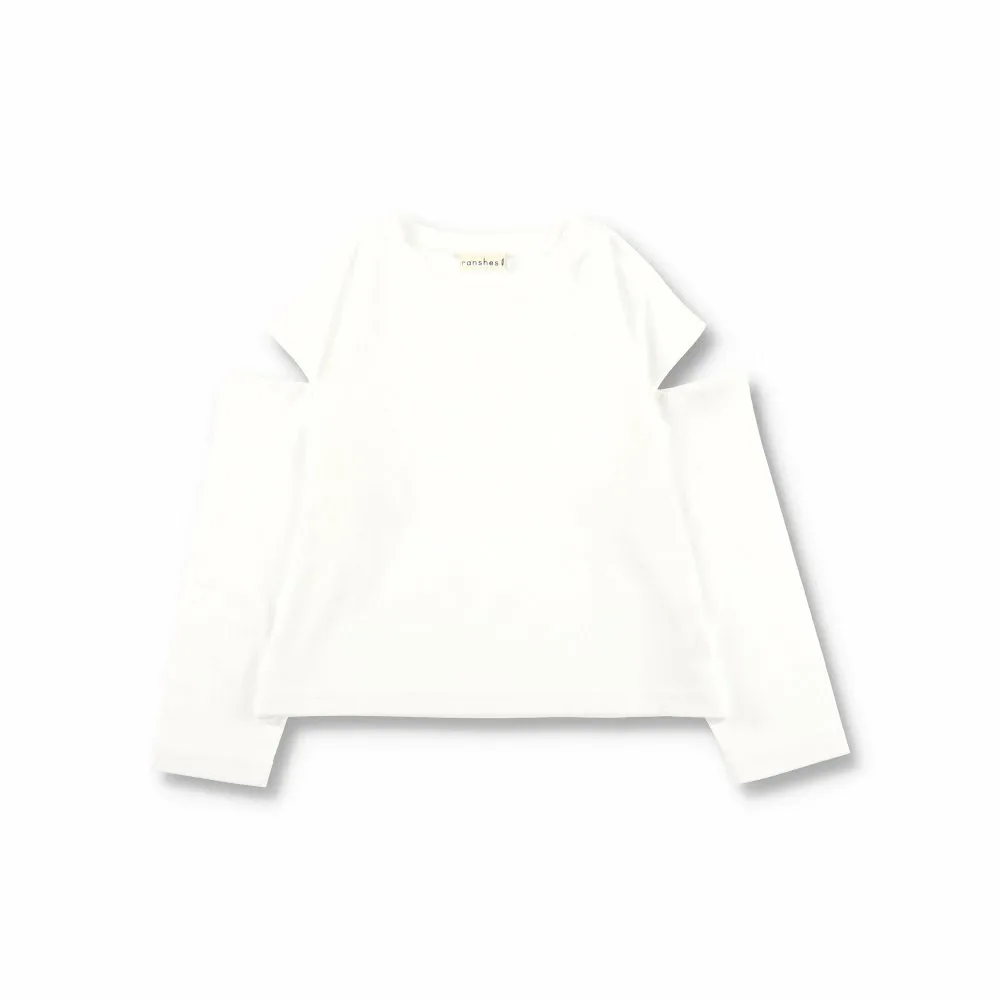 Футболка с длинными рукавами и вырезом на плече (королевский хлопок) Branshes, off white — фото 2