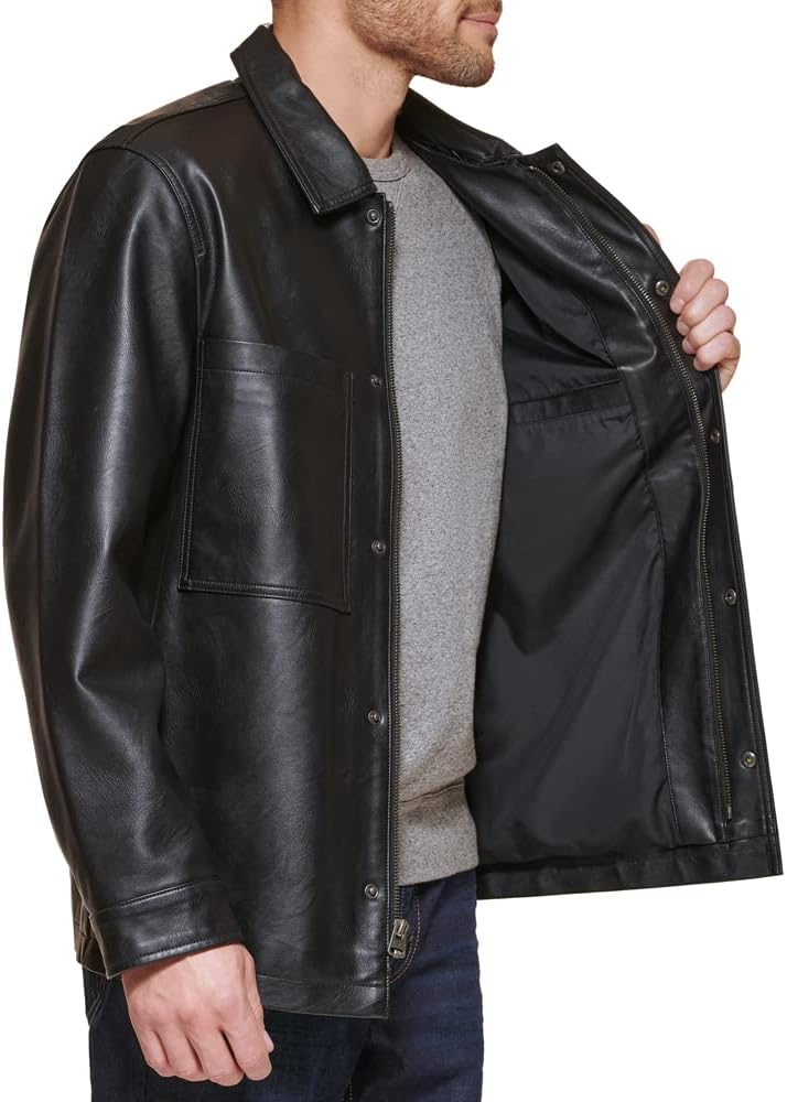 Мужская куртка-рубашка Levi's из искусственной кожи свободного кроя, Black — фото 3