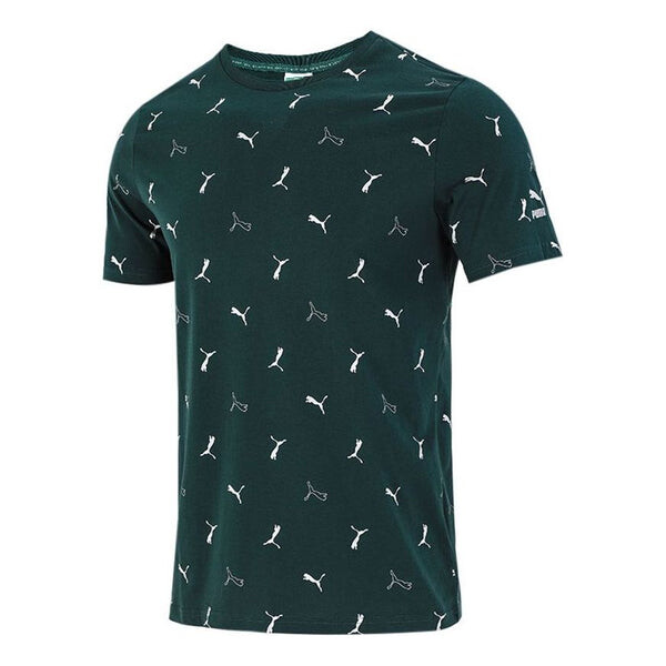 

Футболка full print logo sports round neck short sleeve dark green Puma, зеленый