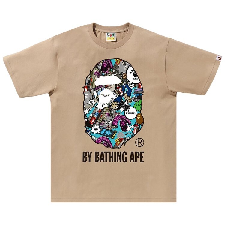 

Футболка BAPE Comic Art Ape Head Tee, бежевый