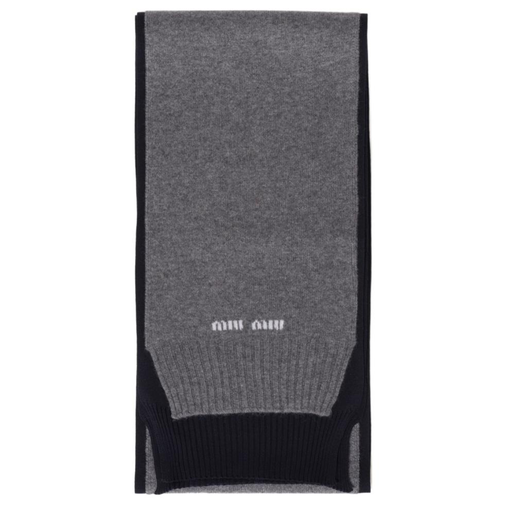 

MIU MIU Кашемировый вязаный шарф мужской черный, Black