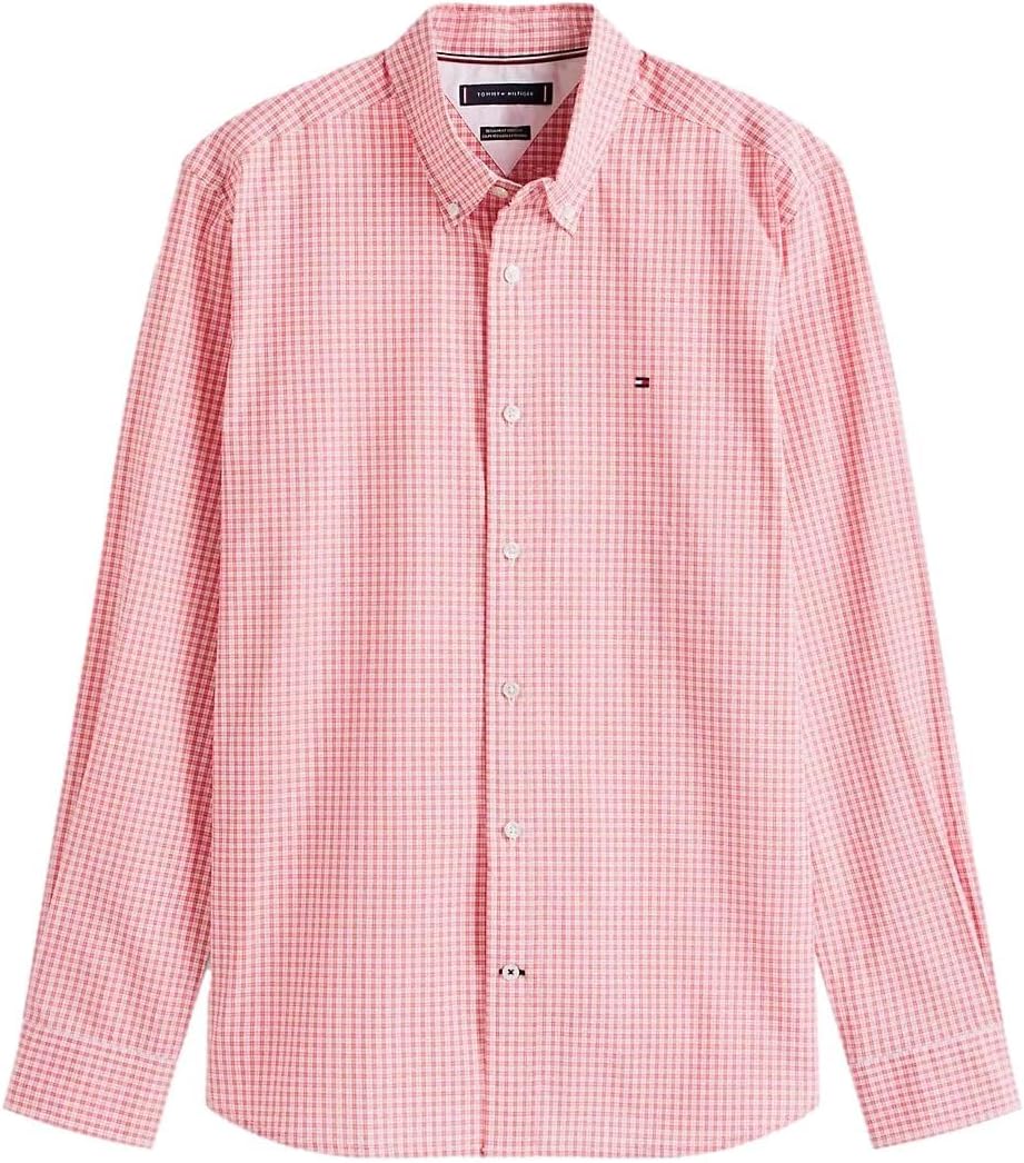 

Мужская фирменная рубашка TOMMY HILFIGER с длинным рукавом и застежкой на пуговицы, классического кроя, коллекция 2025 года, Plaid Nanred 4077.600