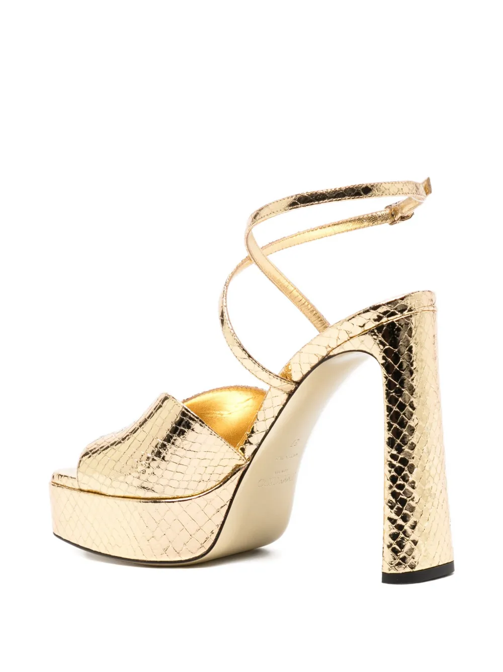 Босоножки с тиснением под змеиную кожу JIMMY CHOO, золотой — фото 3