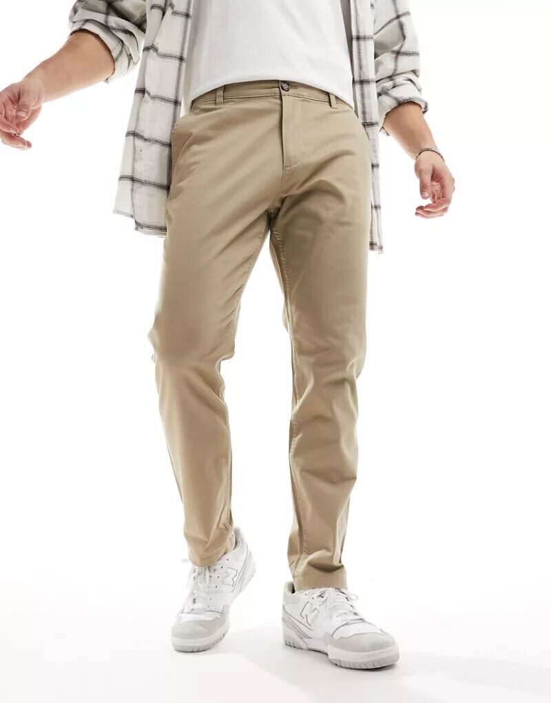 

Кремовые чиносы узкого кроя Selected Homme Bill