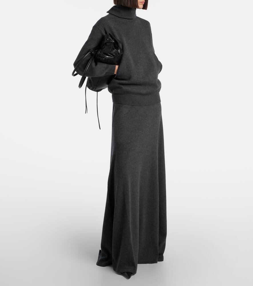 Шерстяная макси-юбка с завышенной талией Balenciaga, Dark Heather Grey — фото 2