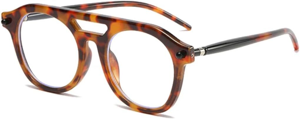 

Ретро-солнцезащитные очки с двойной перемычкой для мужчин и заклепками, модные прозрачные градиентные очки с защитой от УФ-излучения UV400 для женщин в стиле панк UUPTTPL, Leopard Clear