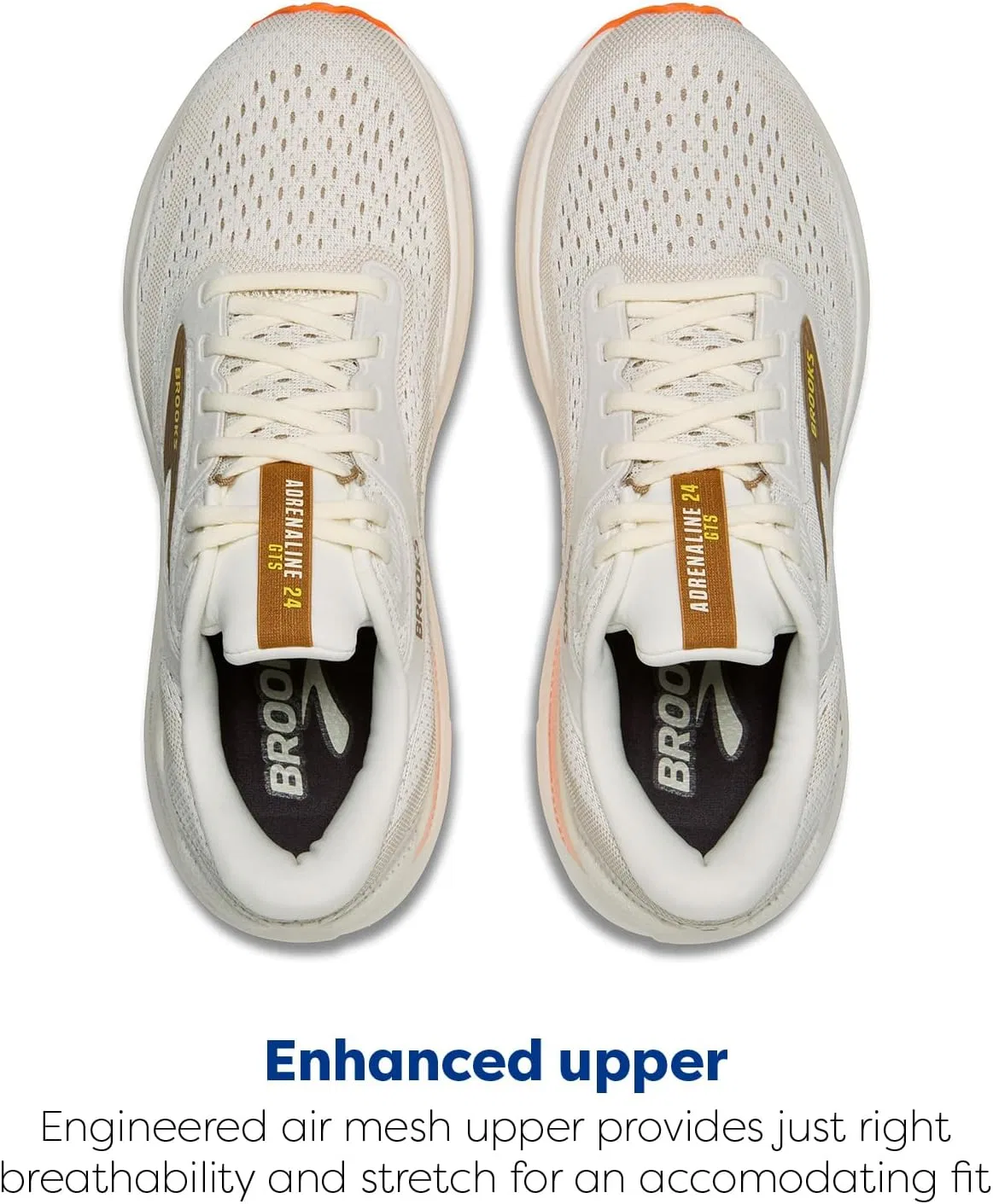 Мужские беговые кроссовки Brooks Adrenaline GTS 24 с поддерживающей подошвой, Coconut Portabella Orange — фото 4
