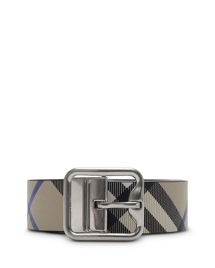 

Двусторонний ремень с пряжкой Burberry в клетку B, слоновая кость/кремовый