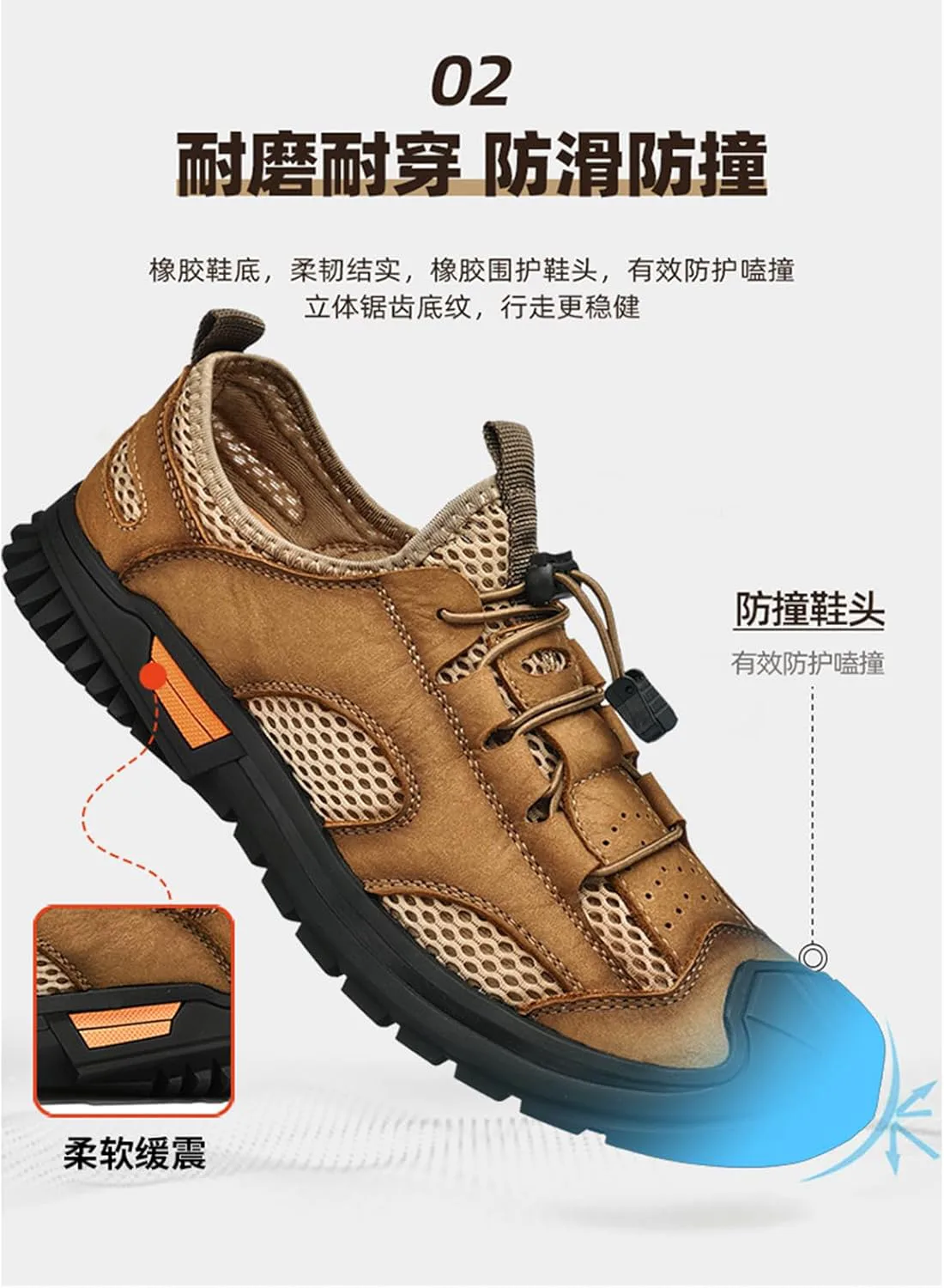 

Спортивные сандалии мужские XOEKD, с закрытым носком, на шнуровке, коричневый