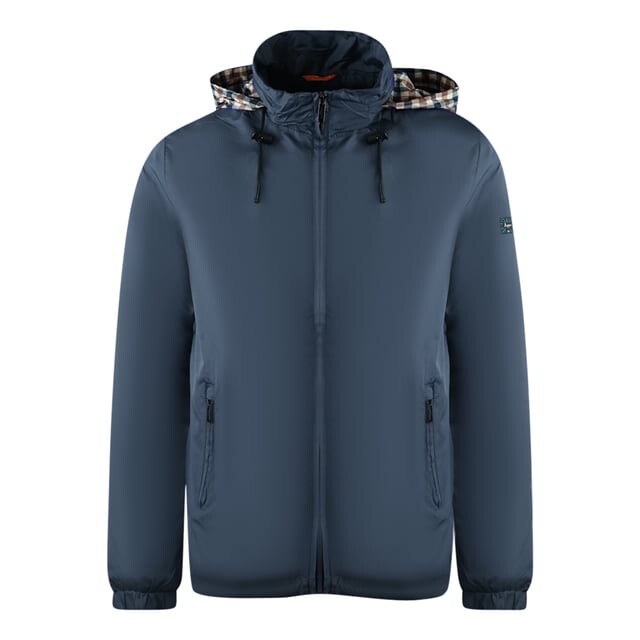 

Простая морская легкая куртка с меховым капюшоном Aquascutum, синий