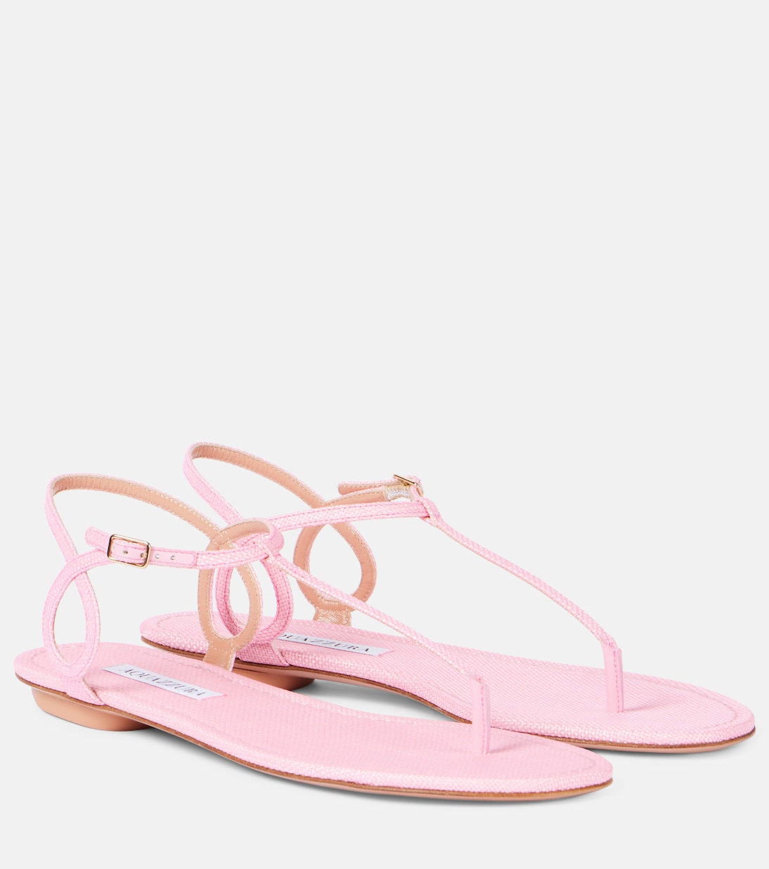 Почти голые сандалии с эффектом рафии Aquazzura, Petal Rose
