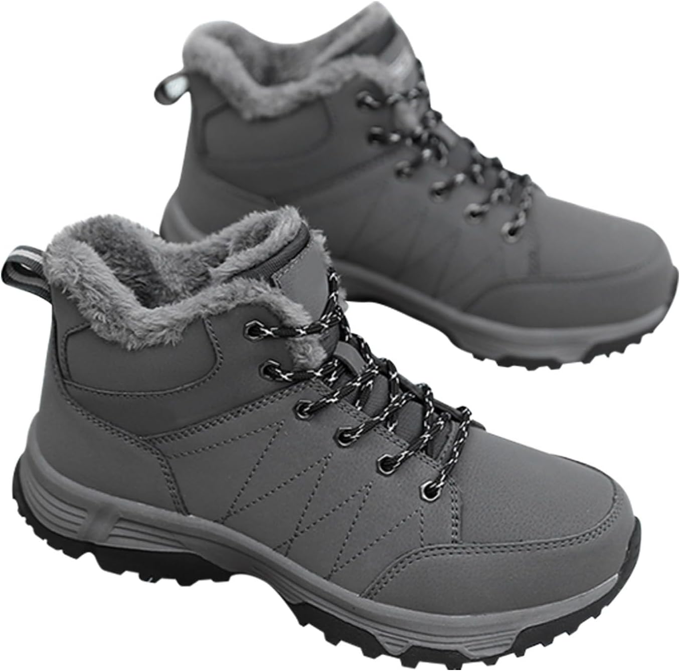 

Мужские и женские зимние снежные ботинки, повседневные, легкие, водонепроницаемые, с противоскользящей подошвой, с меховой подкладкой, для походов и туризма Generic, серый