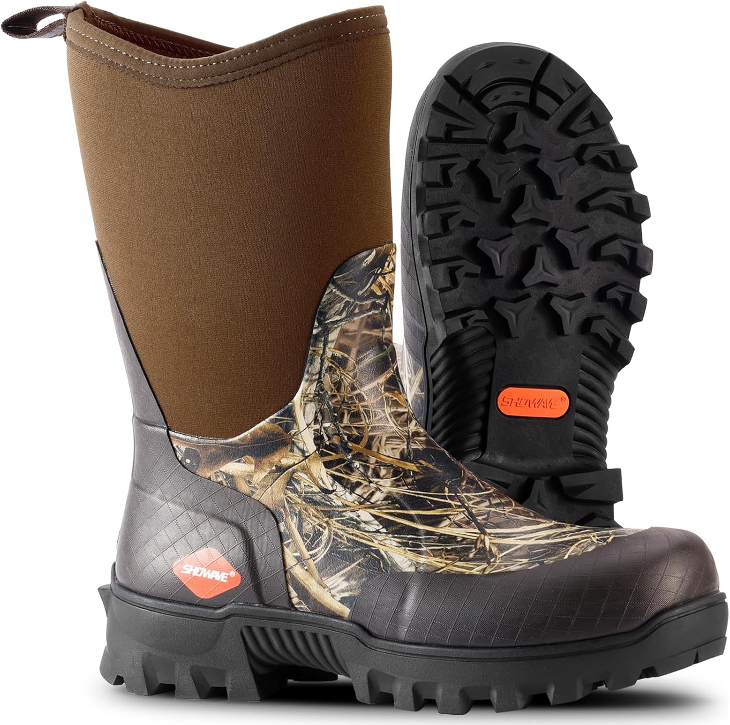 

Мужские резиновые сапоги Showave средней высоты до икры, водонепроницаемые, утепленные, с удобной спортивной подошвой, Camo