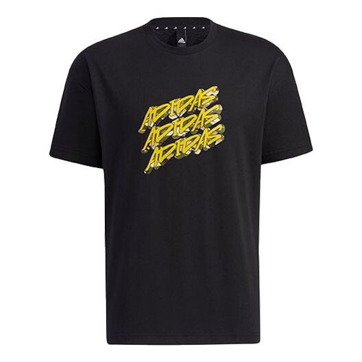 

Футболка ub gfx t graffiti printing logo sports loose short sleeve black Adidas, черный