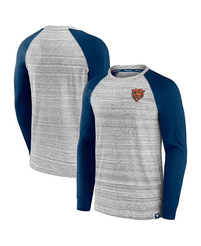 

Мужская длинная футболка с рукавом реглан Chicago Bears Fair Shake в цвете серый меланж/темно-синий Fanatics