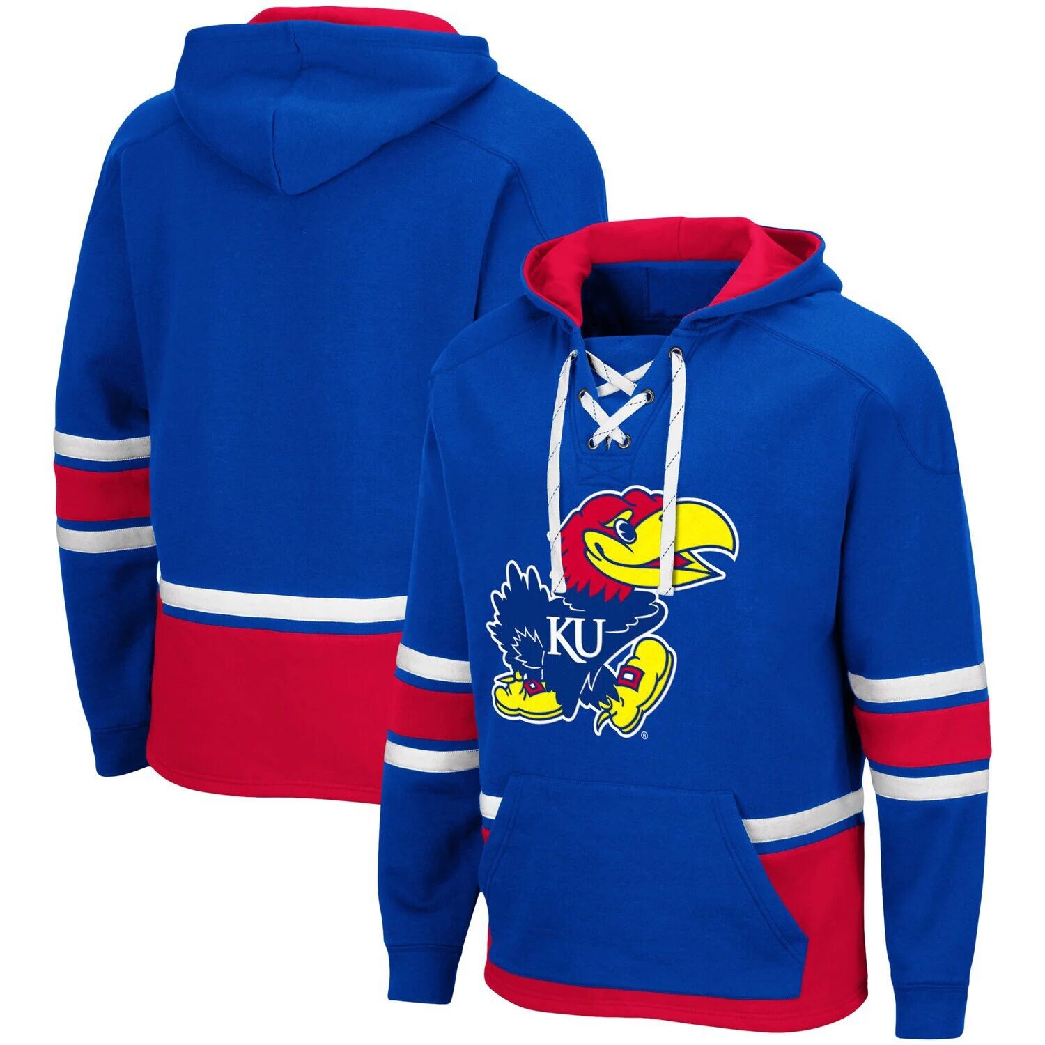 

Мужской пуловер с капюшоном Colosseum Royal Kansas Jayhawks на шнуровке 3.0