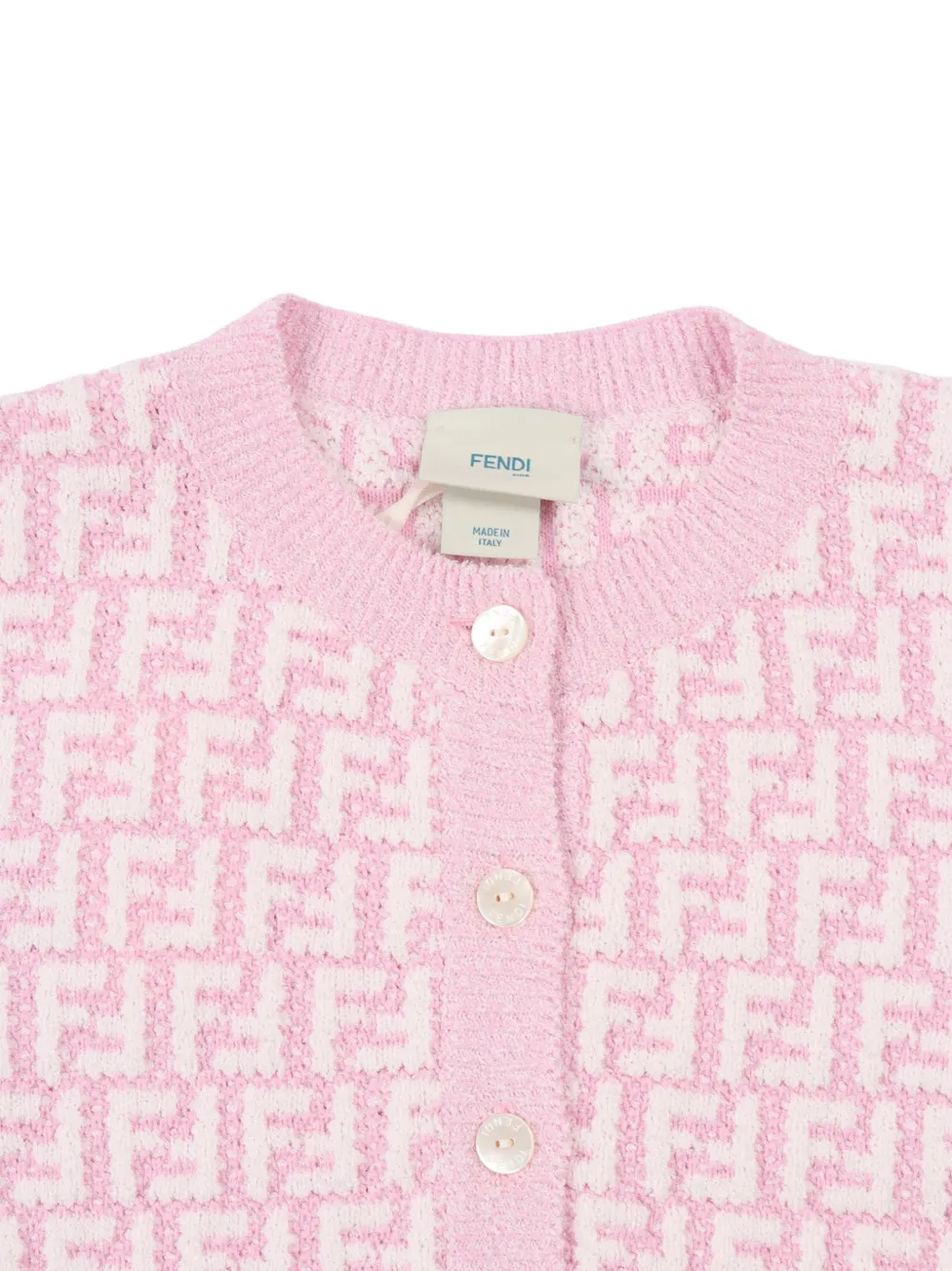 Кардиган с длинными рукавами и мотивом FF Fendi Kids, розовый — фото 3