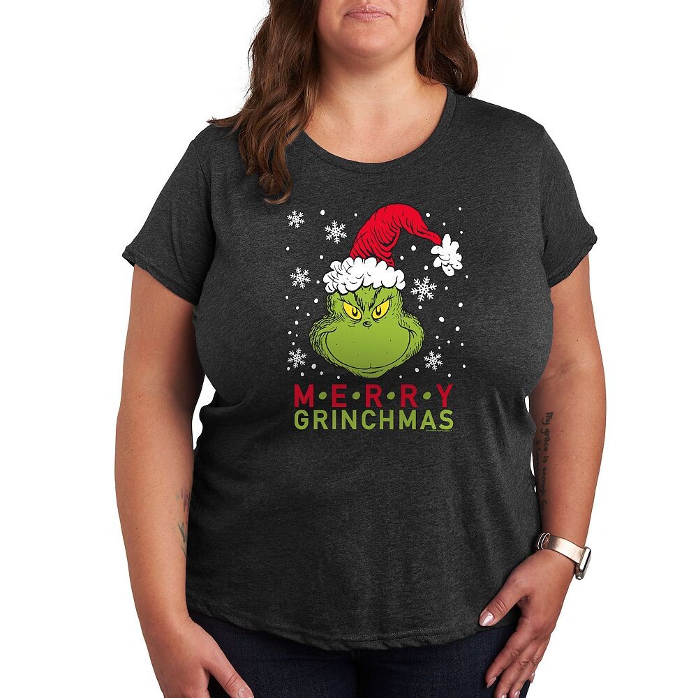 

Футболка Plus с рисунком «Доктор Сьюз Гринч» Merry Santa Grinch Licensed Character, цвет Heather Charcoal