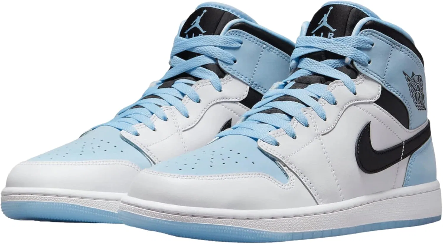 Кроссовки Air Jordan 1 Mid, Nike, White/Ice Blue/Black — фото 4
