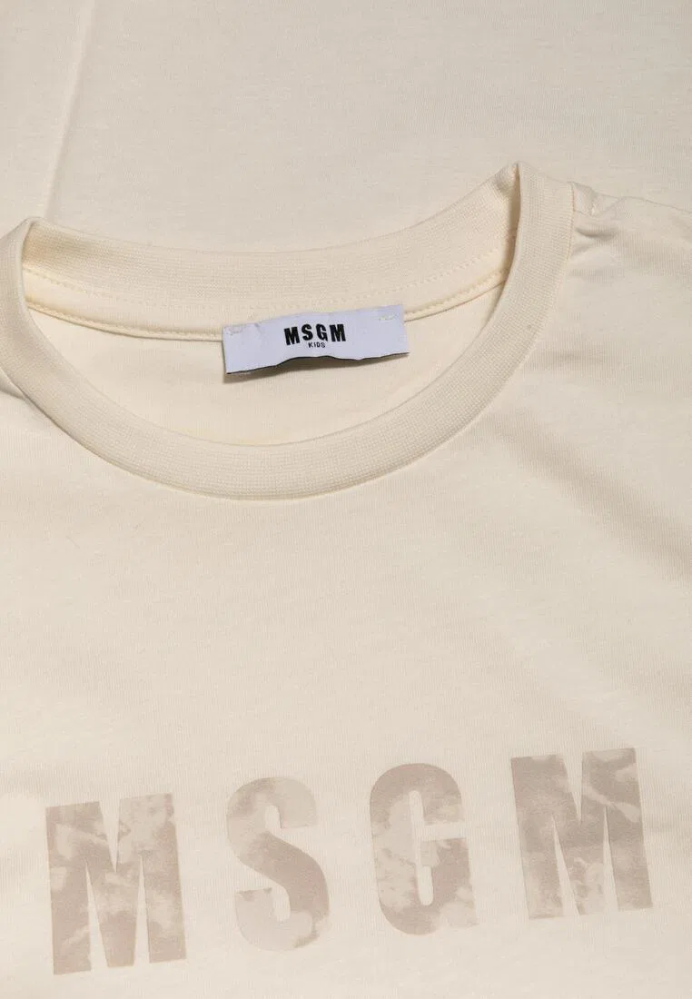 Футболка, хлопок, для детей Msgm, бежевый — фото 3