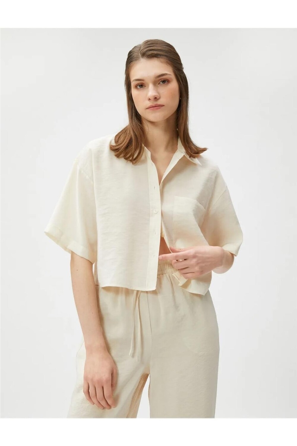 

Рубашка - Бежевая - Oversize Koton, бежевый