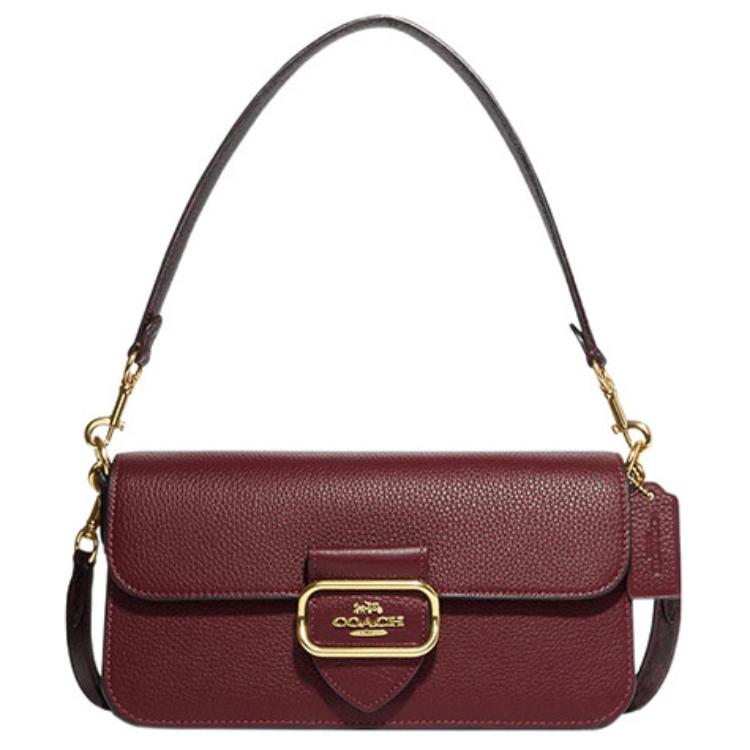 

Сумка через плечо из кожи коровы Coach вишнёво-красная