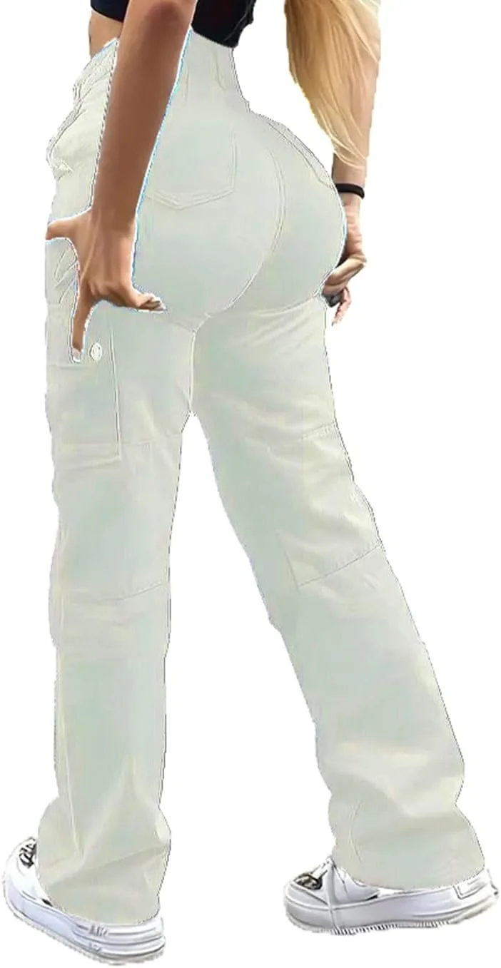 

Женские карго джинсы с высокой талией и 6 карманами AMTEXUN