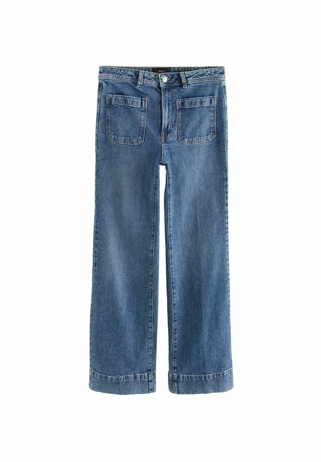 Джинсы прямого кроя PATCH POCKET WIDE REGULAR FIT Next, синий — фото 2
