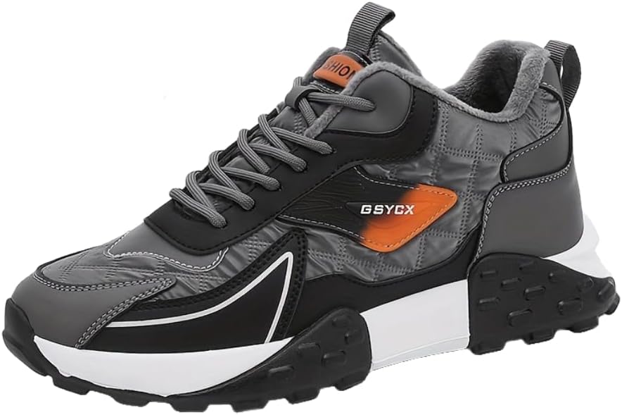 

Зимние мужские кроссовки Hhhchpm с утолщенной изоляцией и мягкой подкладкой для улицы, повседневного использования, стильная зимняя обувь, серый