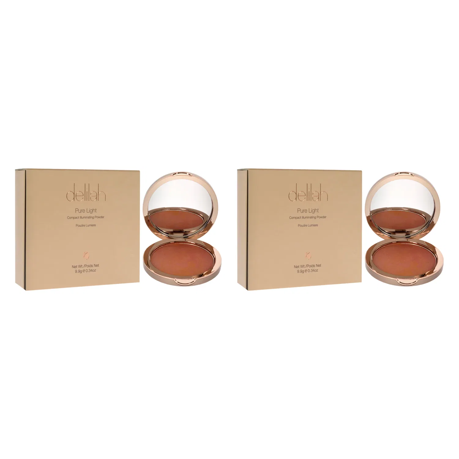 Компактная осветляющая пудра Pure Light Compact Illuminating Powder- Lustre от Delilah для женщин - 0,34 унции - упаковка из 2 штук, коричневый — фото 3