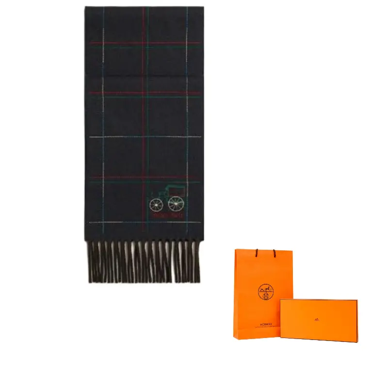 

HERMES Кашемировый вязаный шаль синий, Blue
